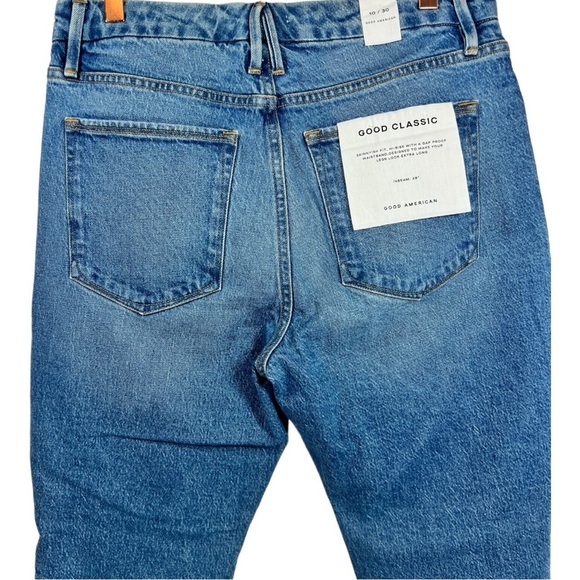 NWT Good American Good Classic High Waist Raw Hem Jeans 10/30 - Picture 9 of 13